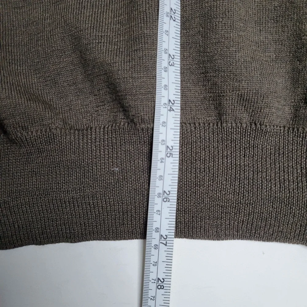 Lord & Taylor Mens V-Neck Merino Wool Sweater‎ XL Brown Made In Italy